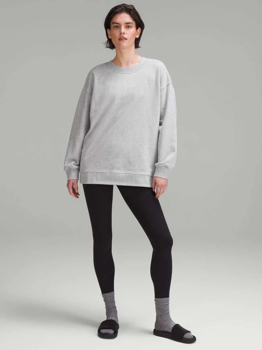 Lululemon Perfectly Oversized Crew in Heathered Core Ultra Light Grey Size 8